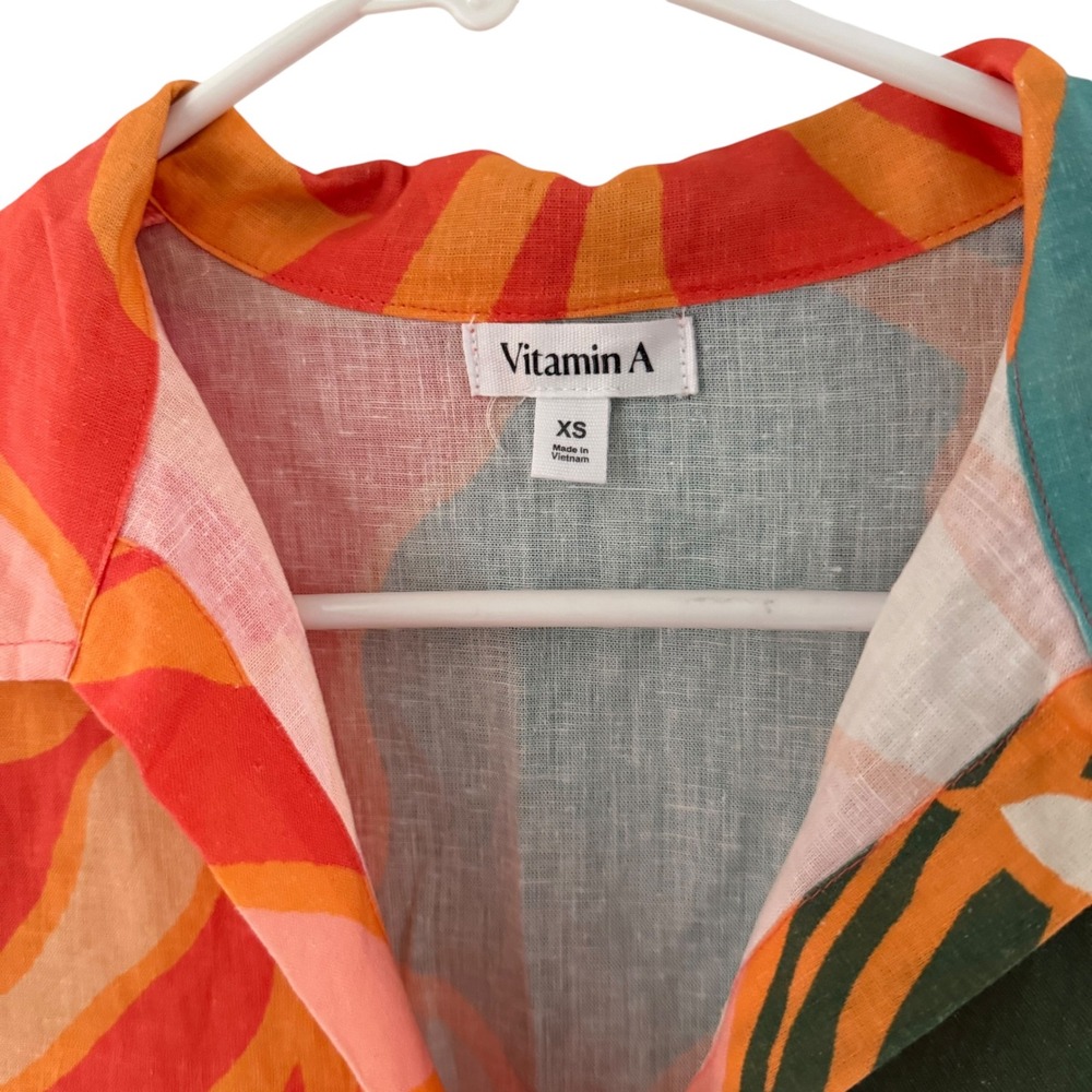 Vitamin A Shorts Set Women XS Multicolor NEW Tropical Linen Blend 2 Piece Set - Picture 8 of 16